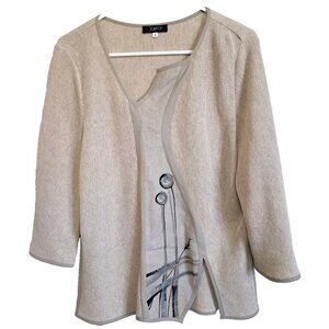 Jaskar Women's L Long Sleeve Hand Painted Beige Pullover Sweater New No Tags